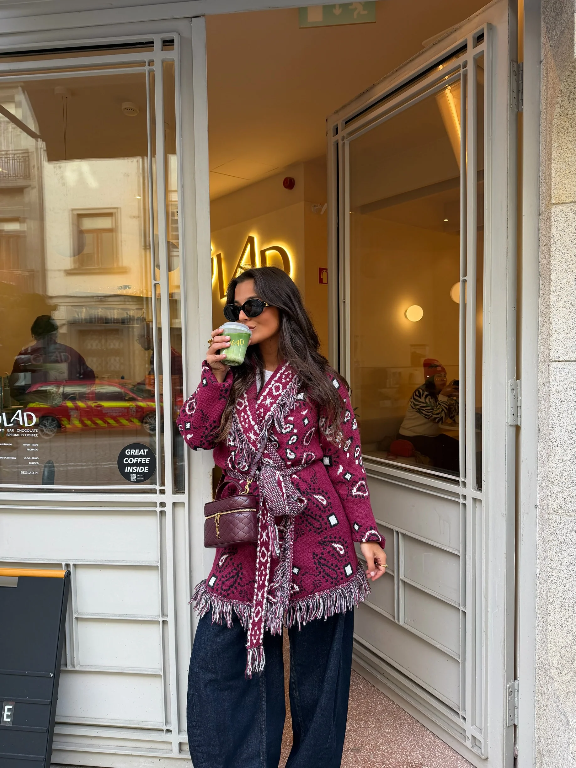 Bandana Long Jacket in Burgundy - Image 4