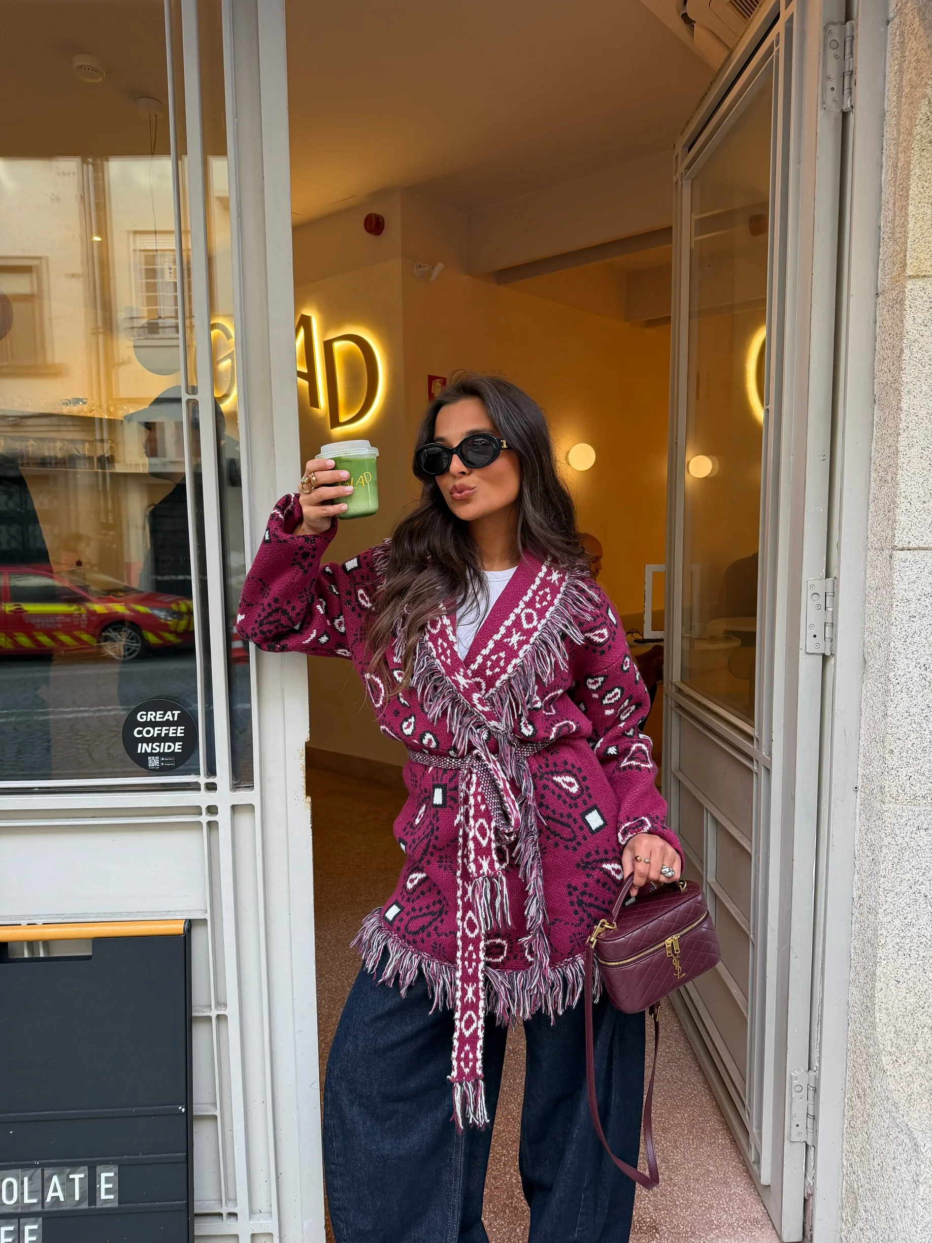 Bandana Long Jacket in Burgundy - Image 5