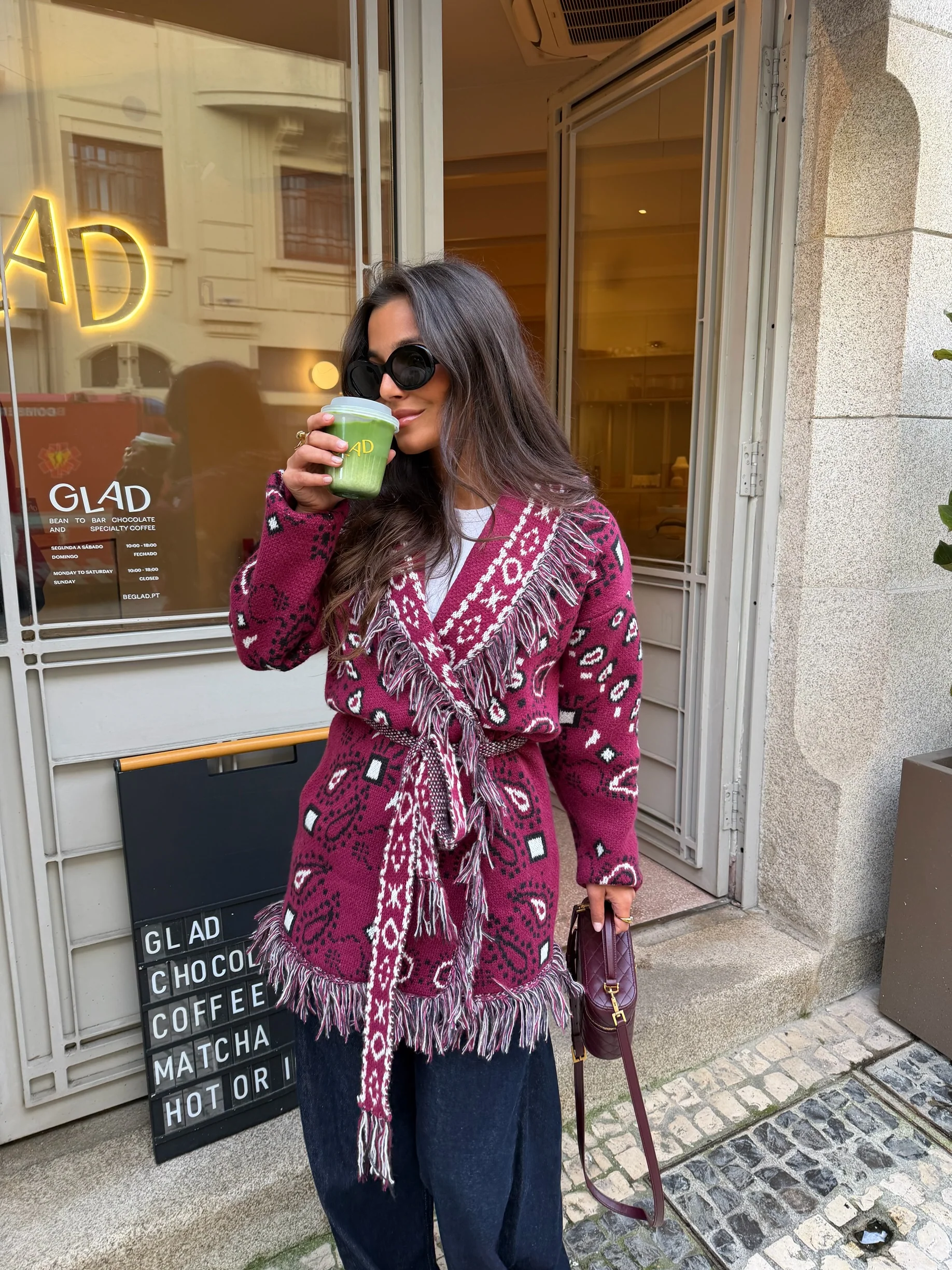 Bandana Long Jacket in Burgundy - Image 6