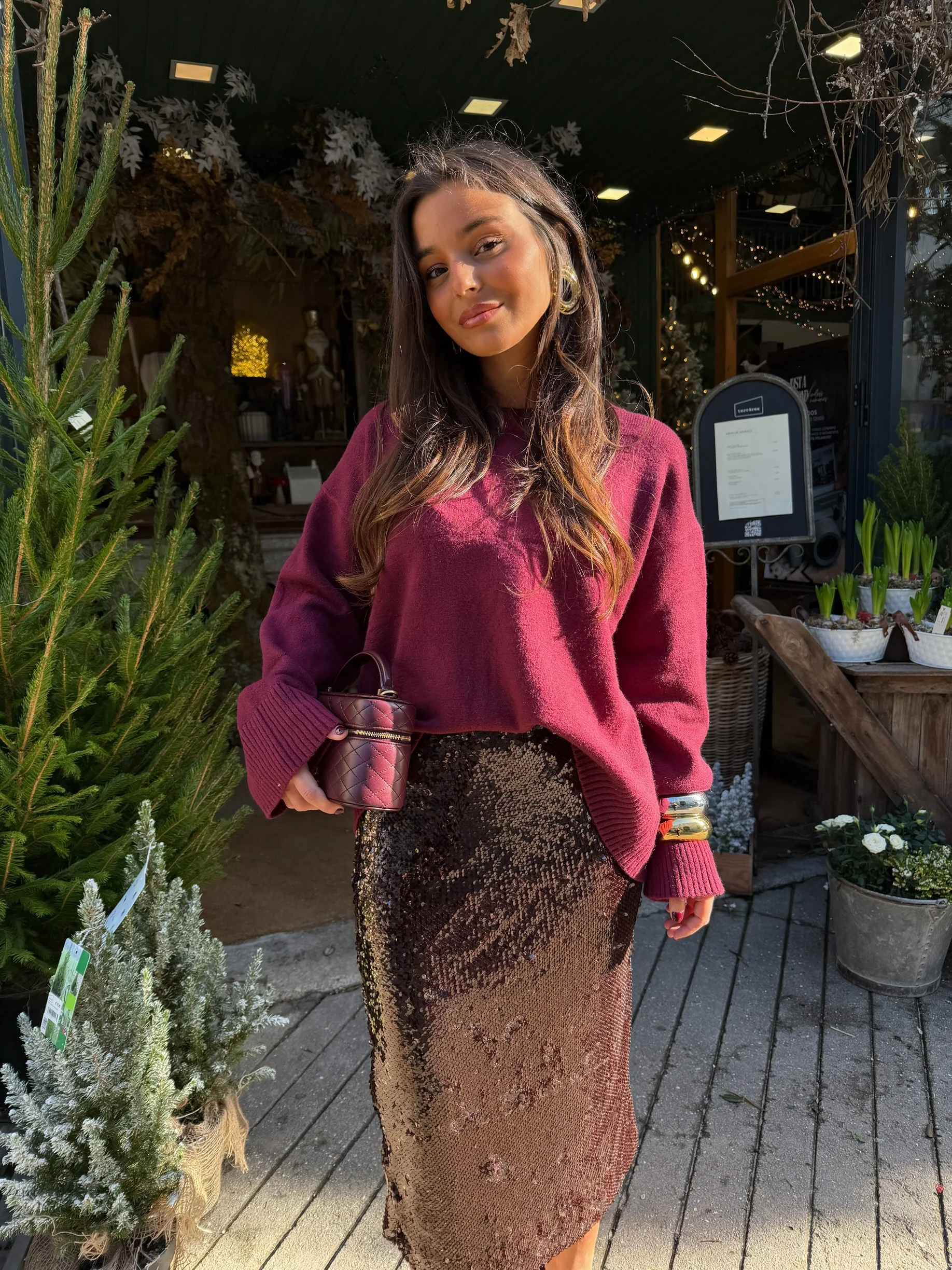 Bradshaw Sequin Midi Skirt in Brown - Image 7