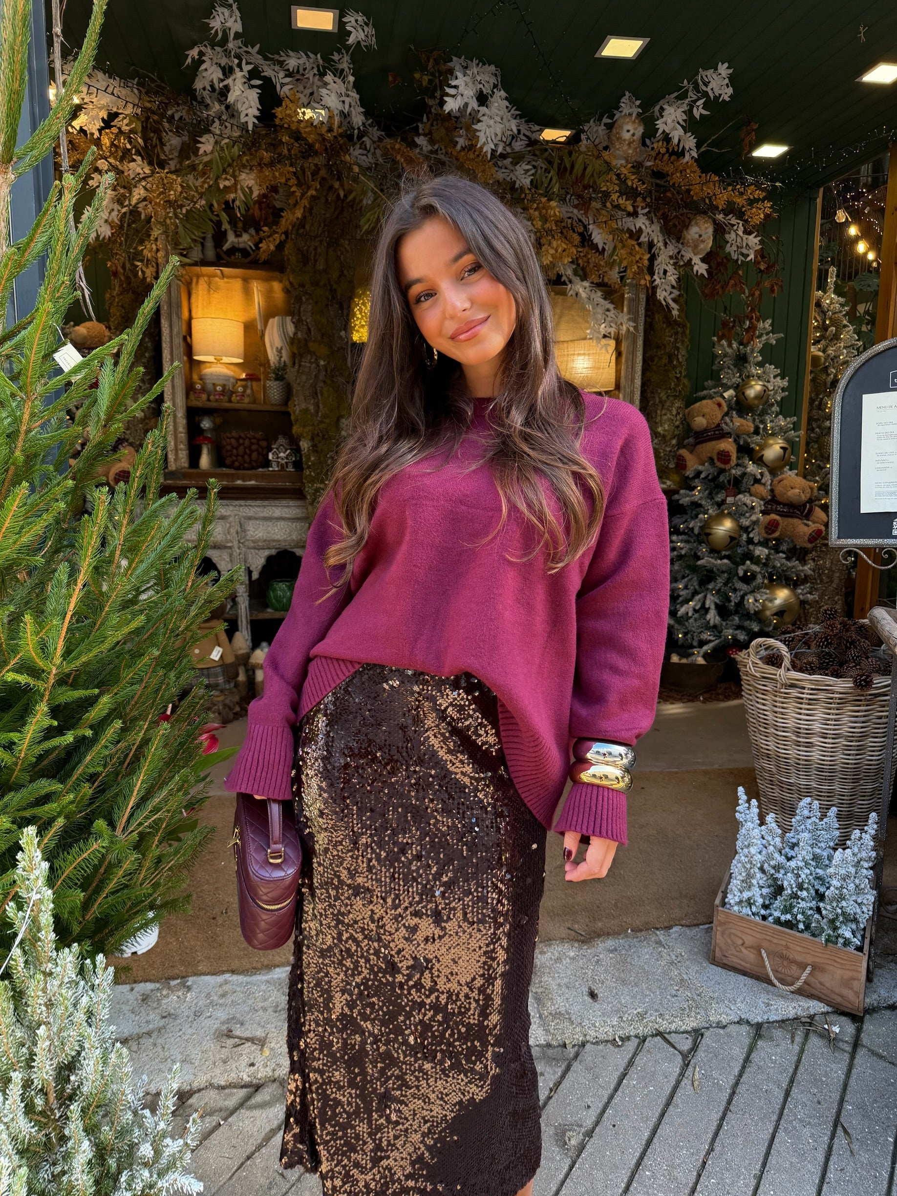 Bradshaw Sequin Midi Skirt in Brown - Image 9