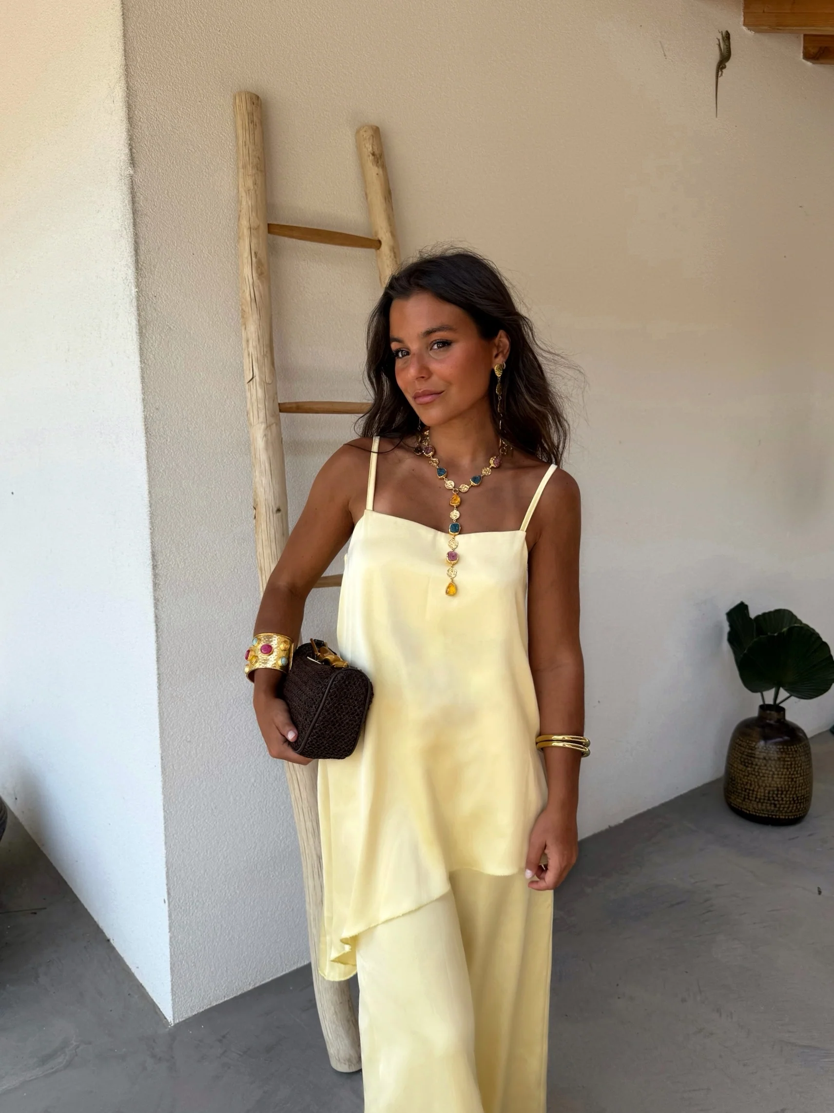 Butter Yellow Satin Set - Image 3