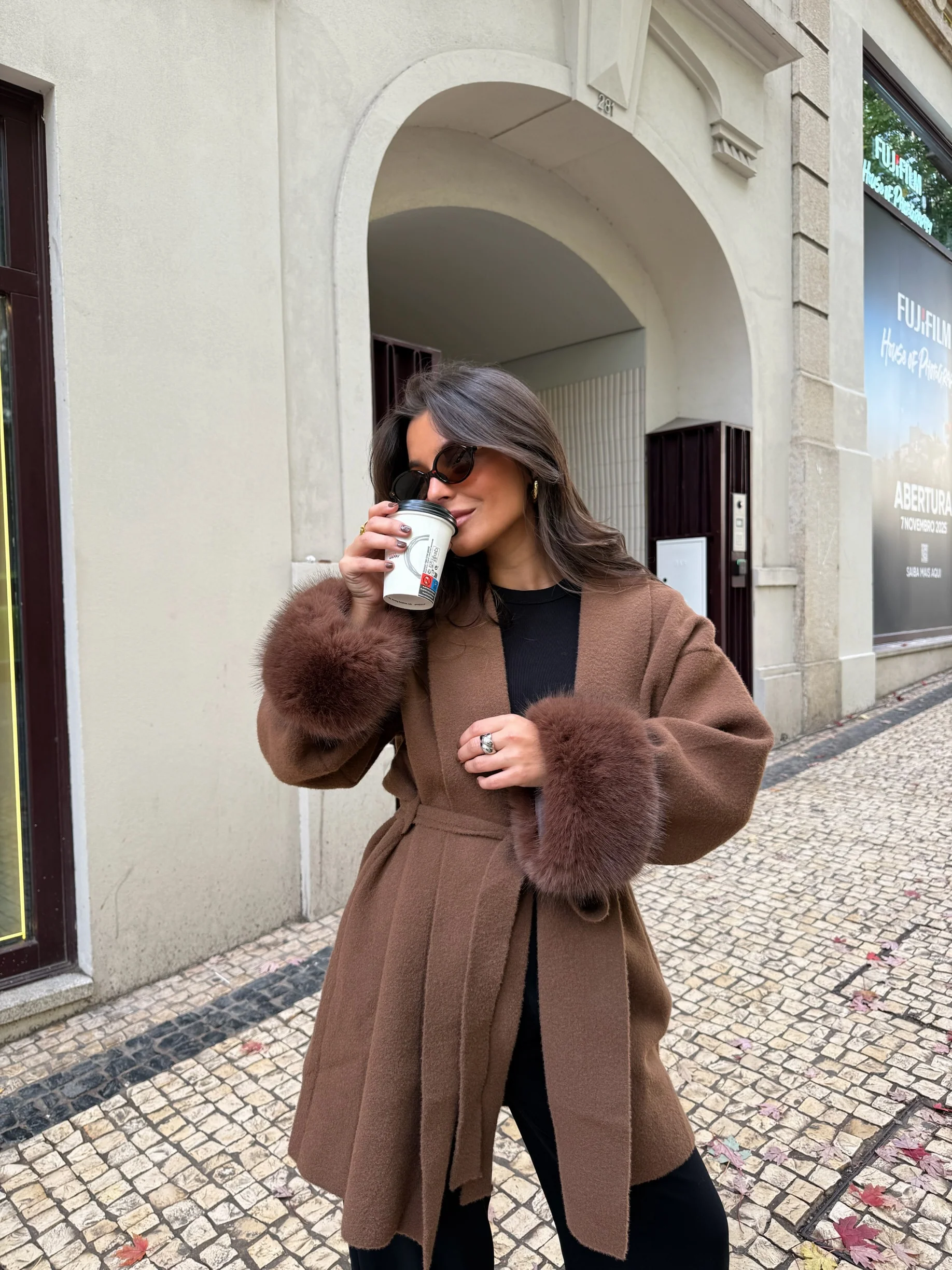 Caramel Coat with Fur - Image 4