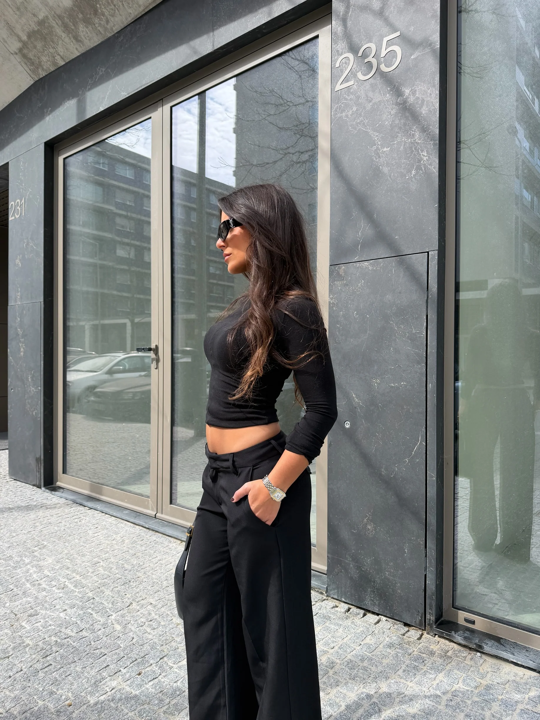 Carolyn Low-Waisted Pants in Black - Image 8