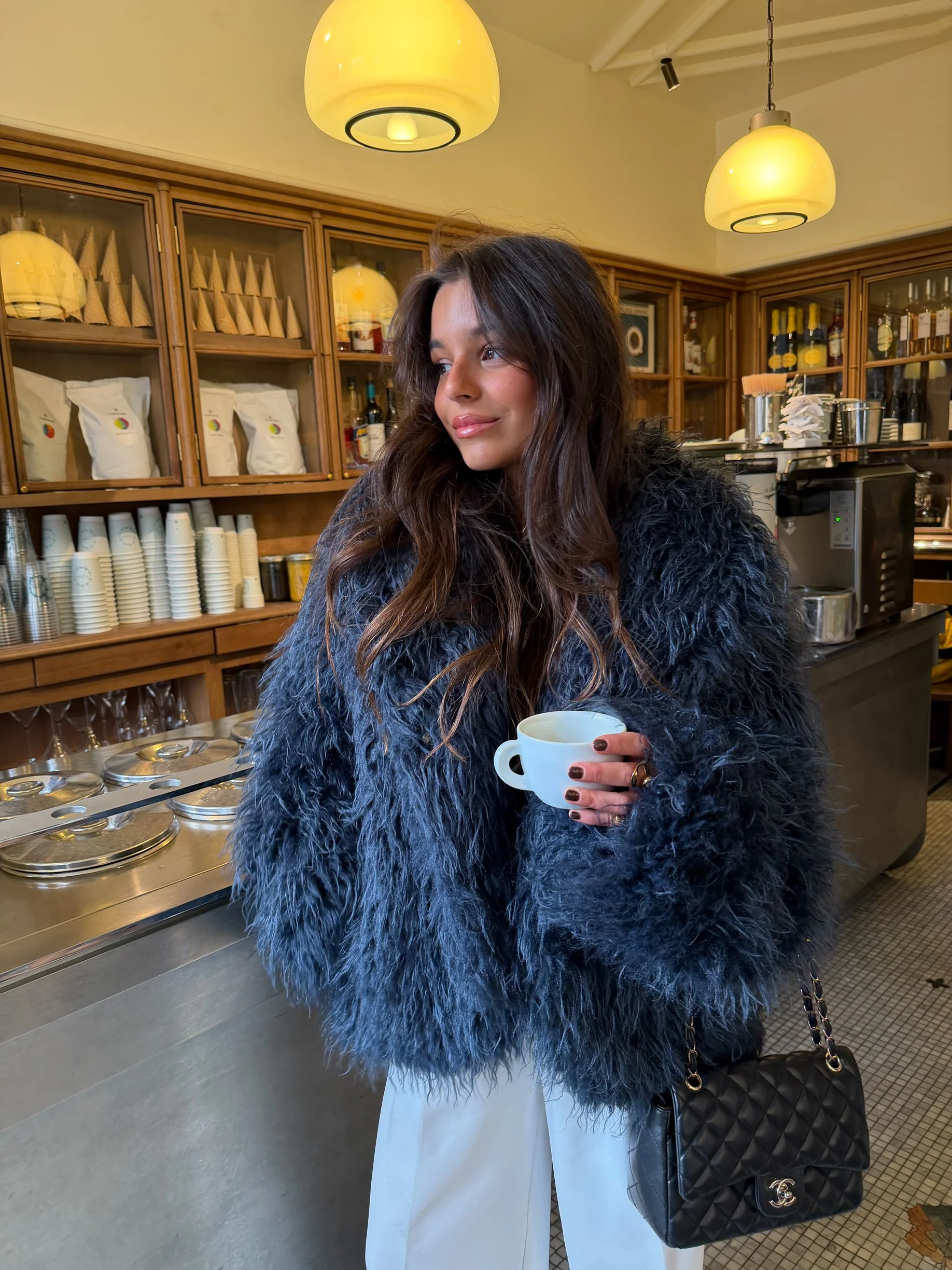Curly Fur Jacket in Blue - Image 4