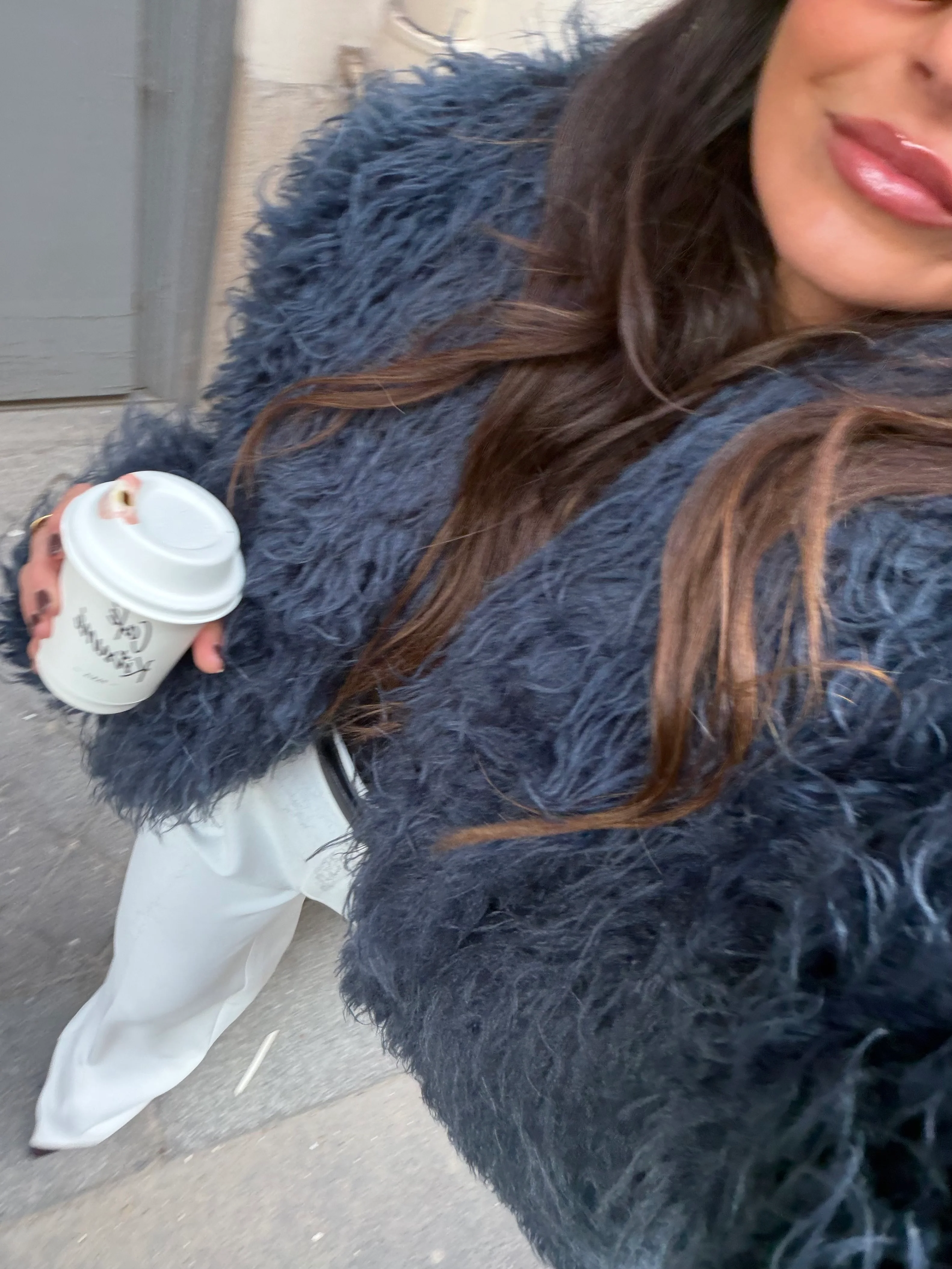Curly Fur Jacket in Blue - Image 5