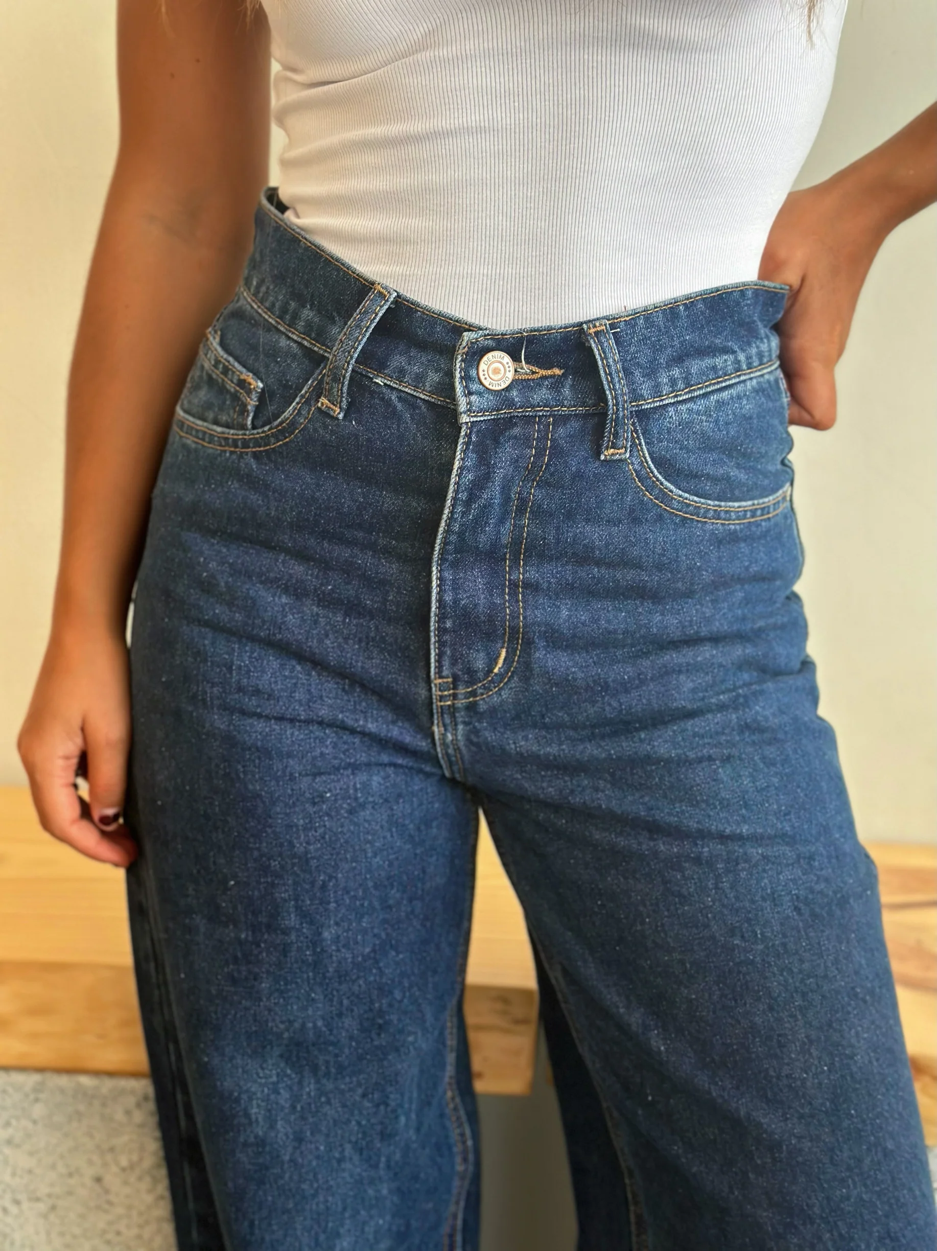 Dark Blue Wide Leg Jeans - Image 3