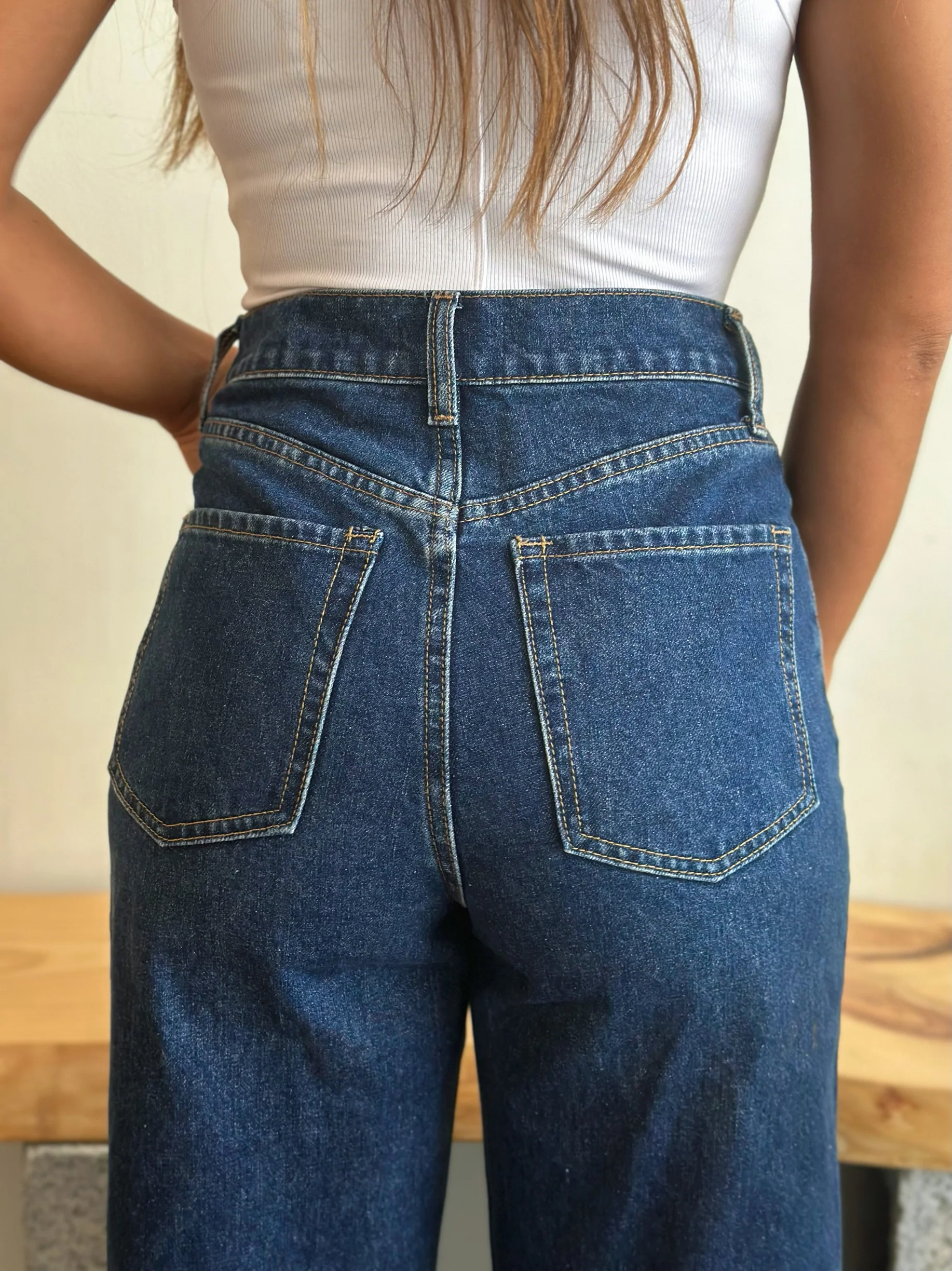 Dark Blue Wide Leg Jeans - Image 5