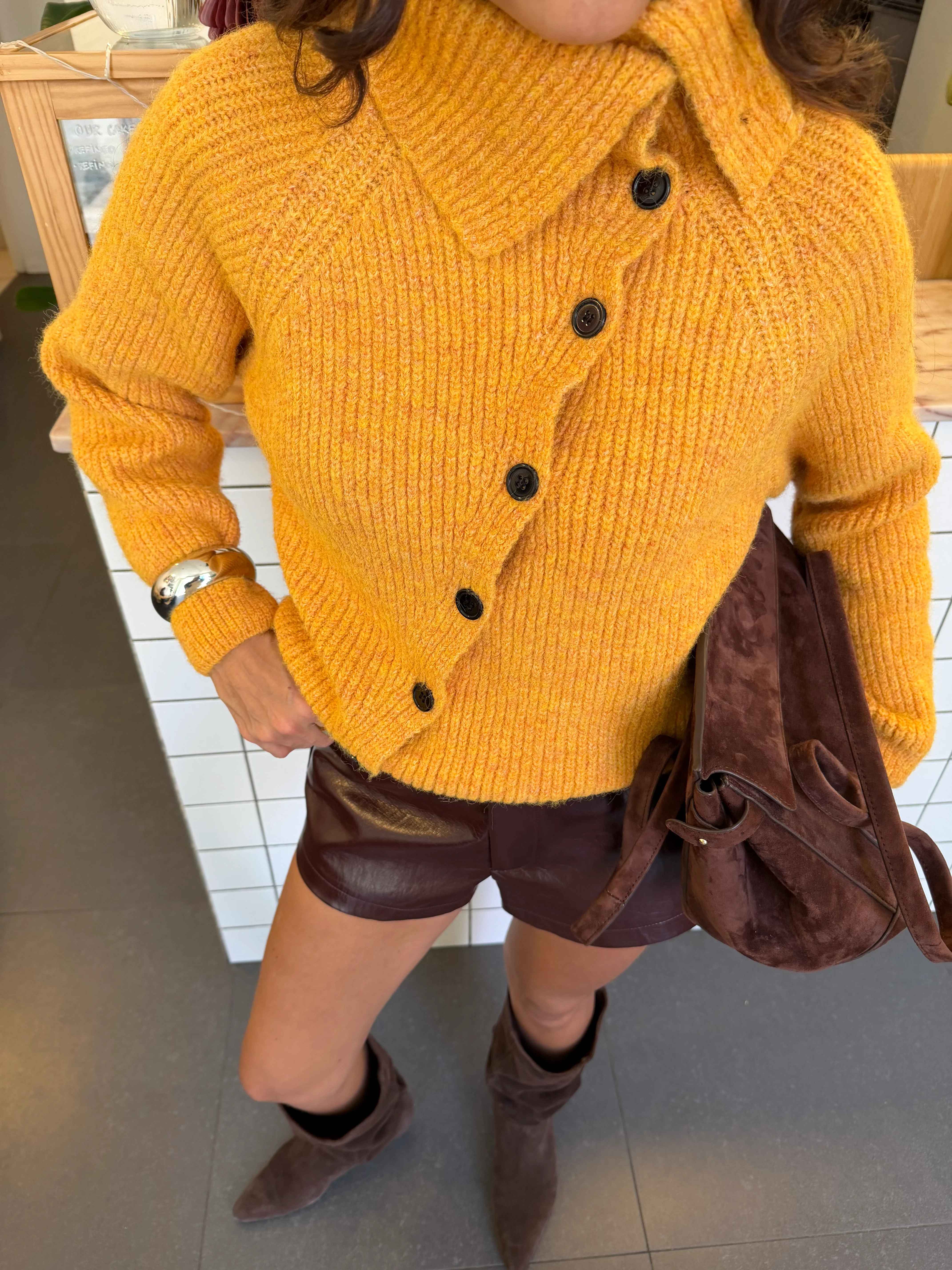 Emma Knit Cardigan In Yellow - Image 3