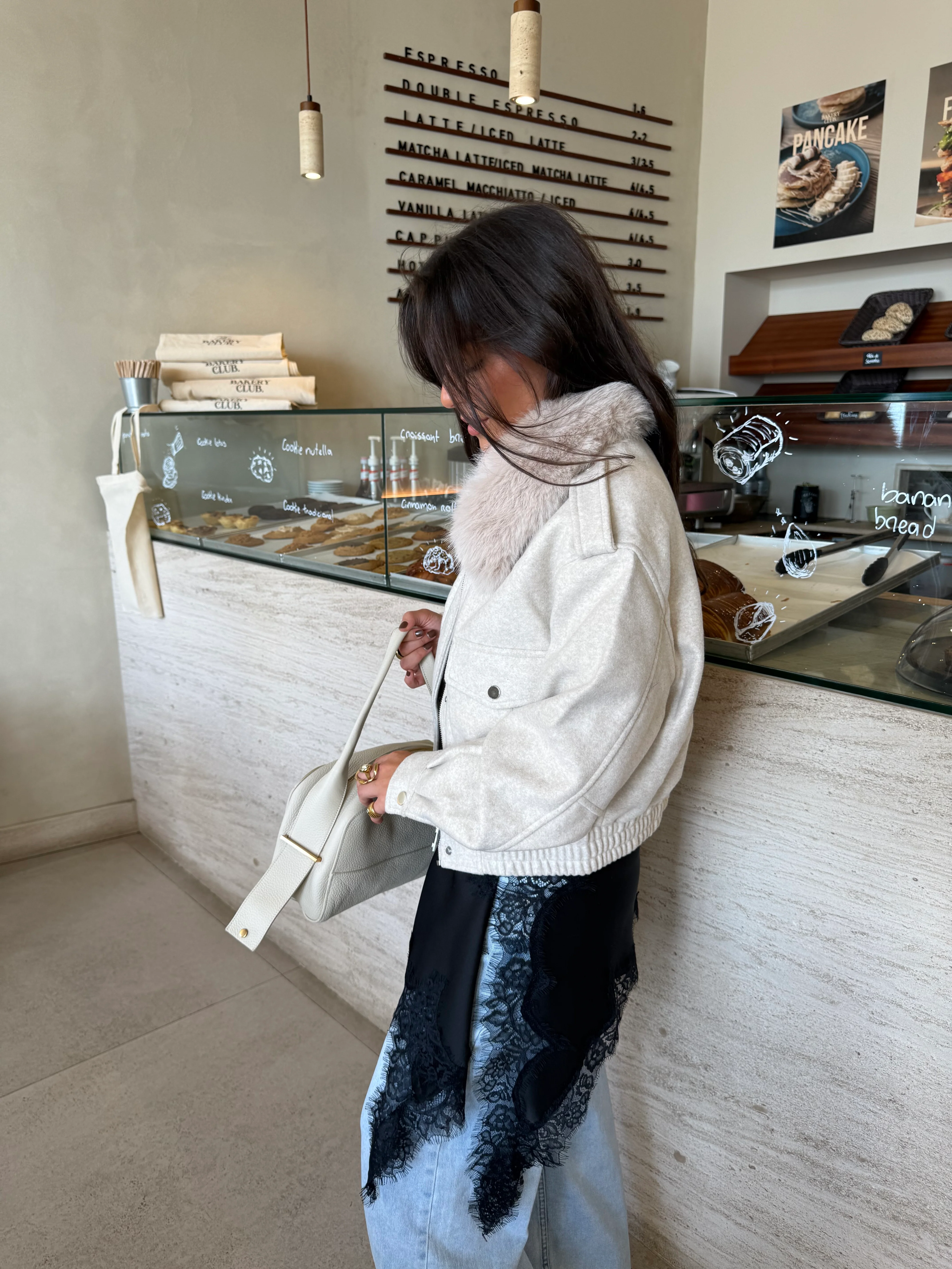 Beige Cropped Fur Collar - Image 6