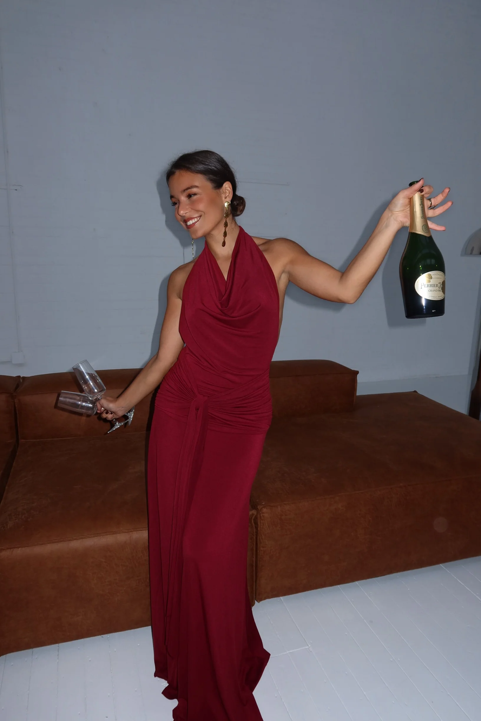 Hailey Dress in Burgundy - Image 3
