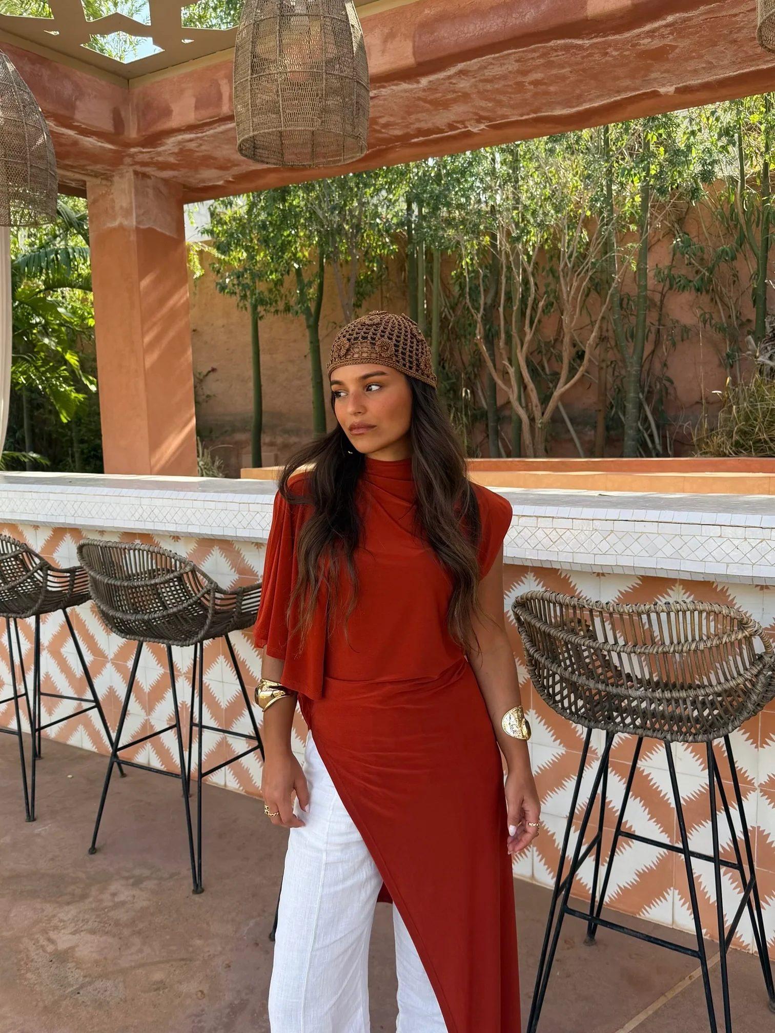 Leila Asymetrical Top in Terracotta - Image 5