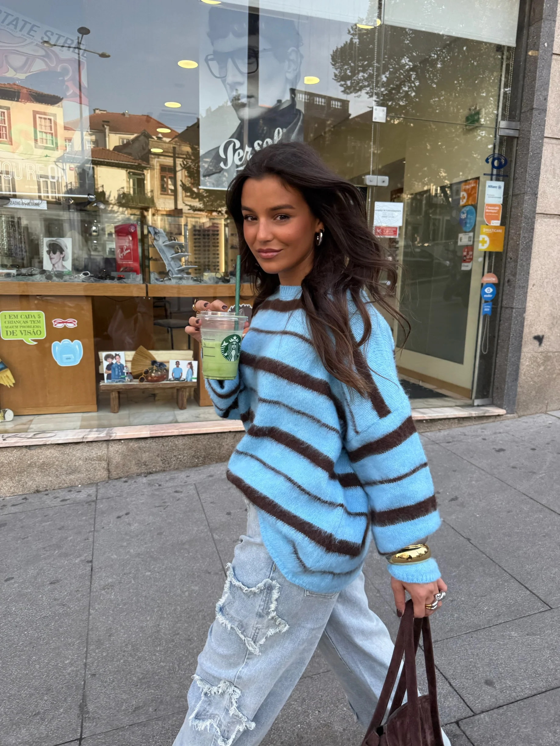 Oslo Knit Sweater in Blue and Brown - Image 6