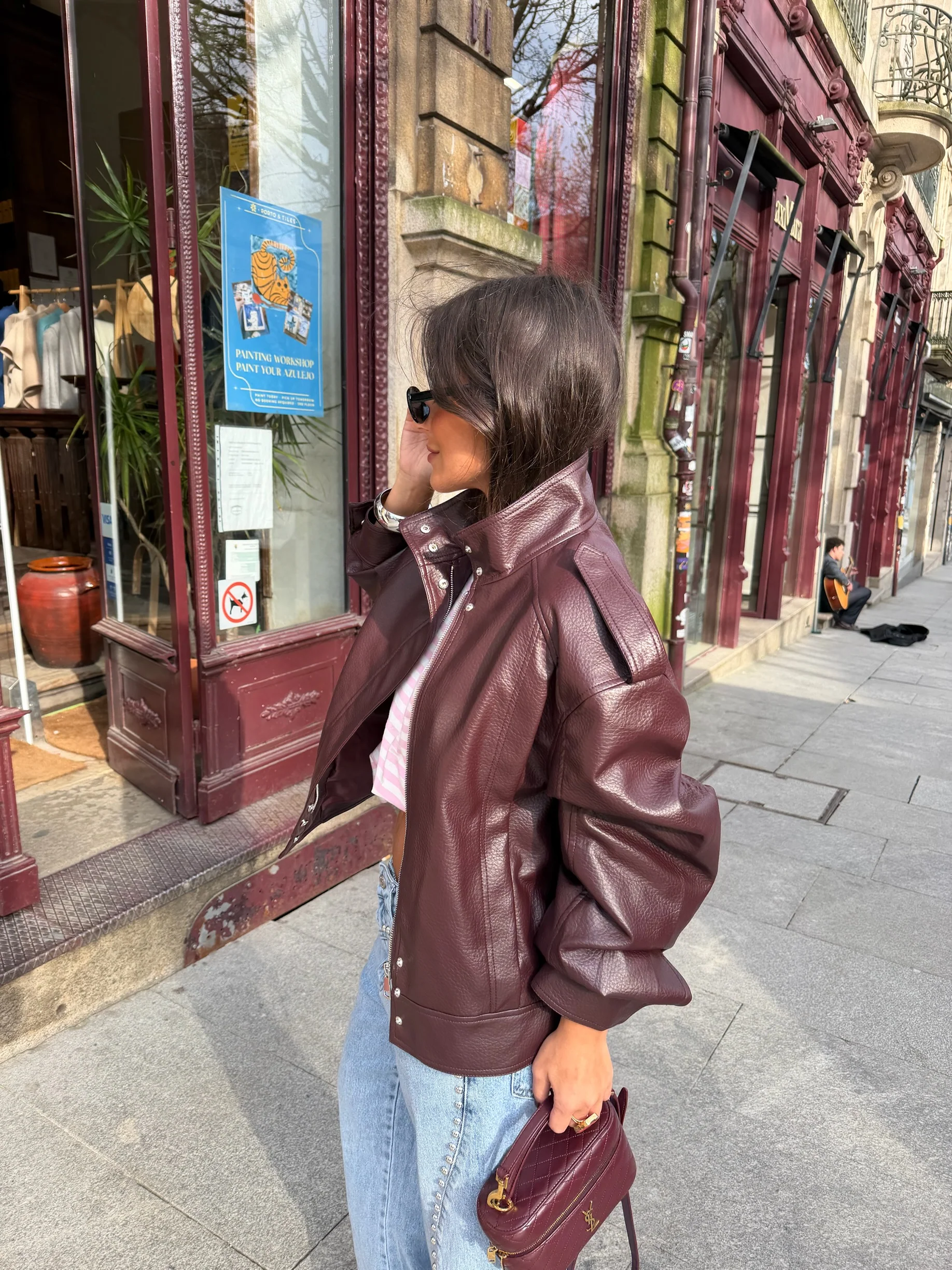 Oversized Structured Jacket in Burgundy - Image 11