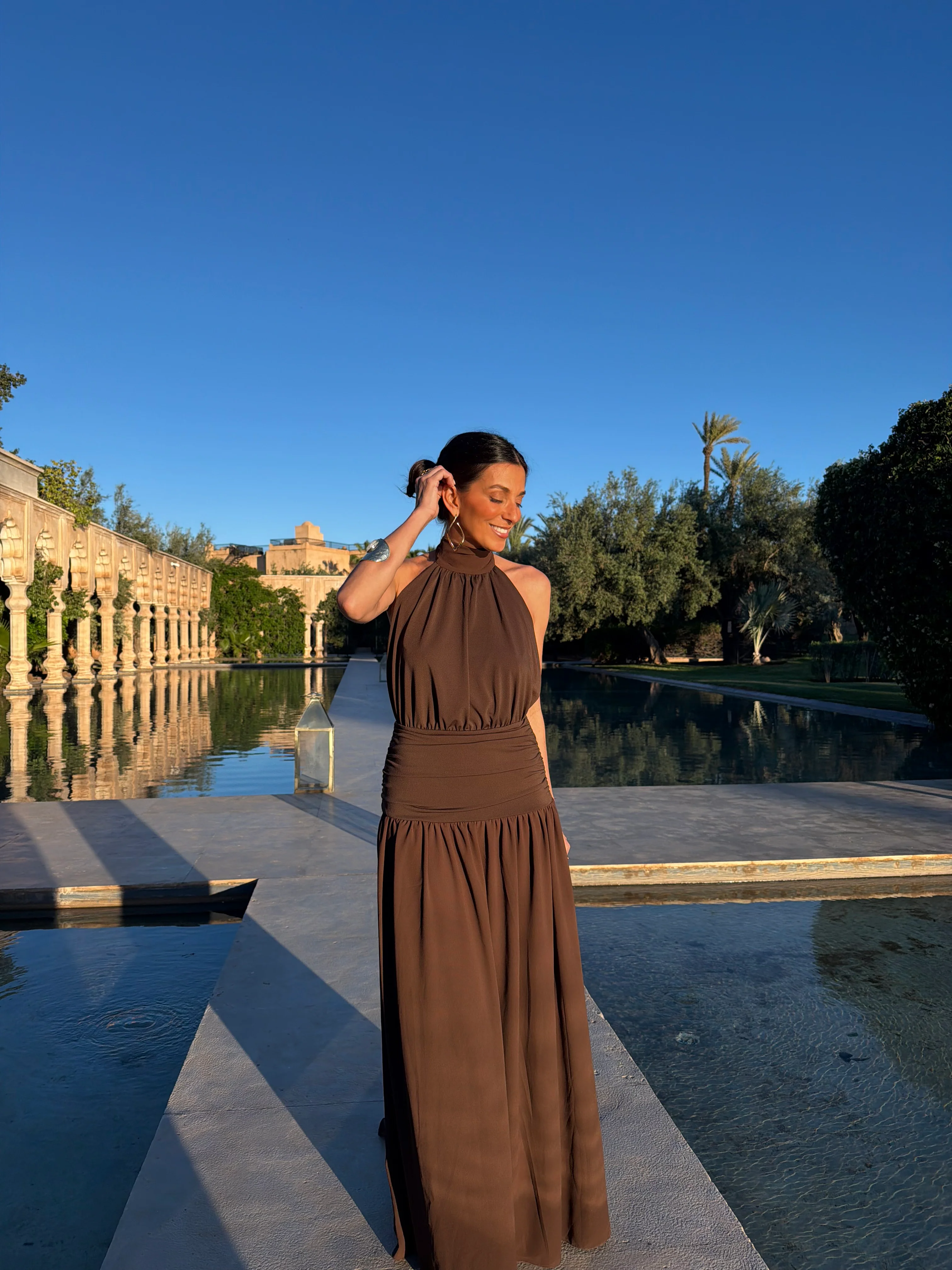 Paloma Dress in Brown - Image 2