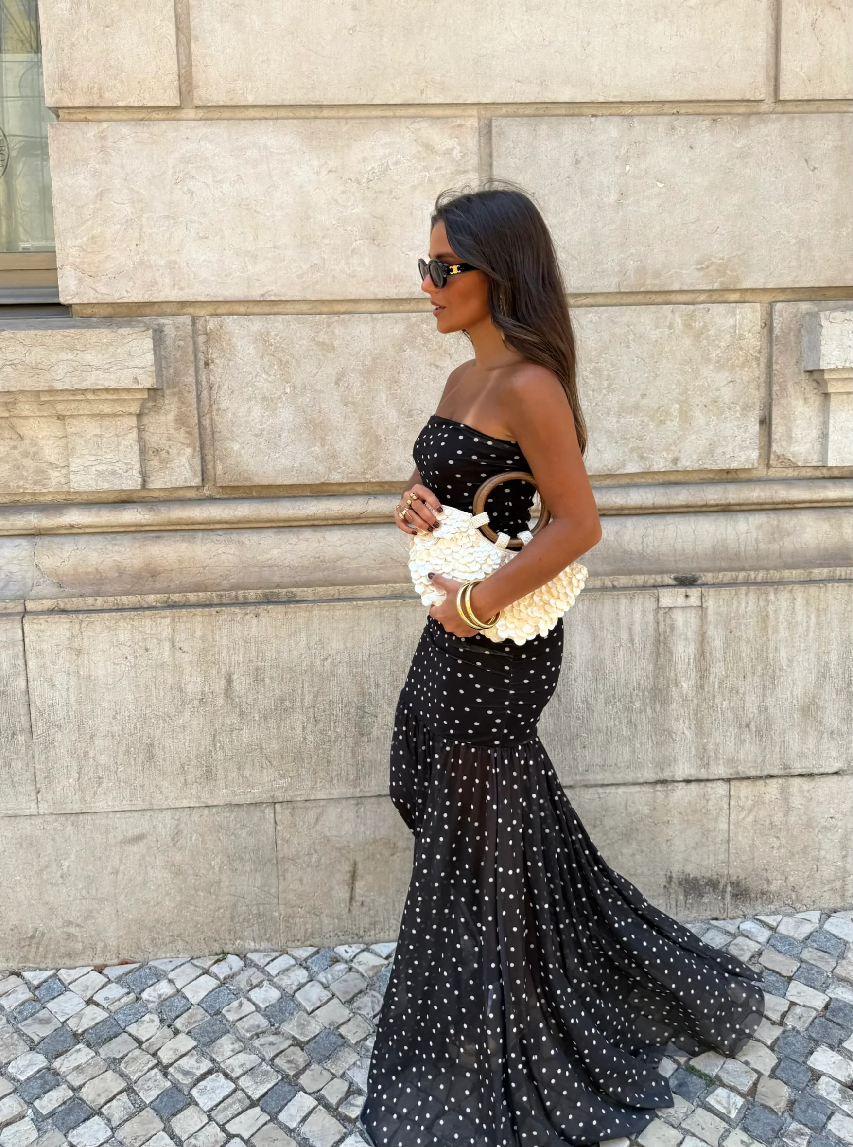 Polka Dot Dress in Black - Image 3
