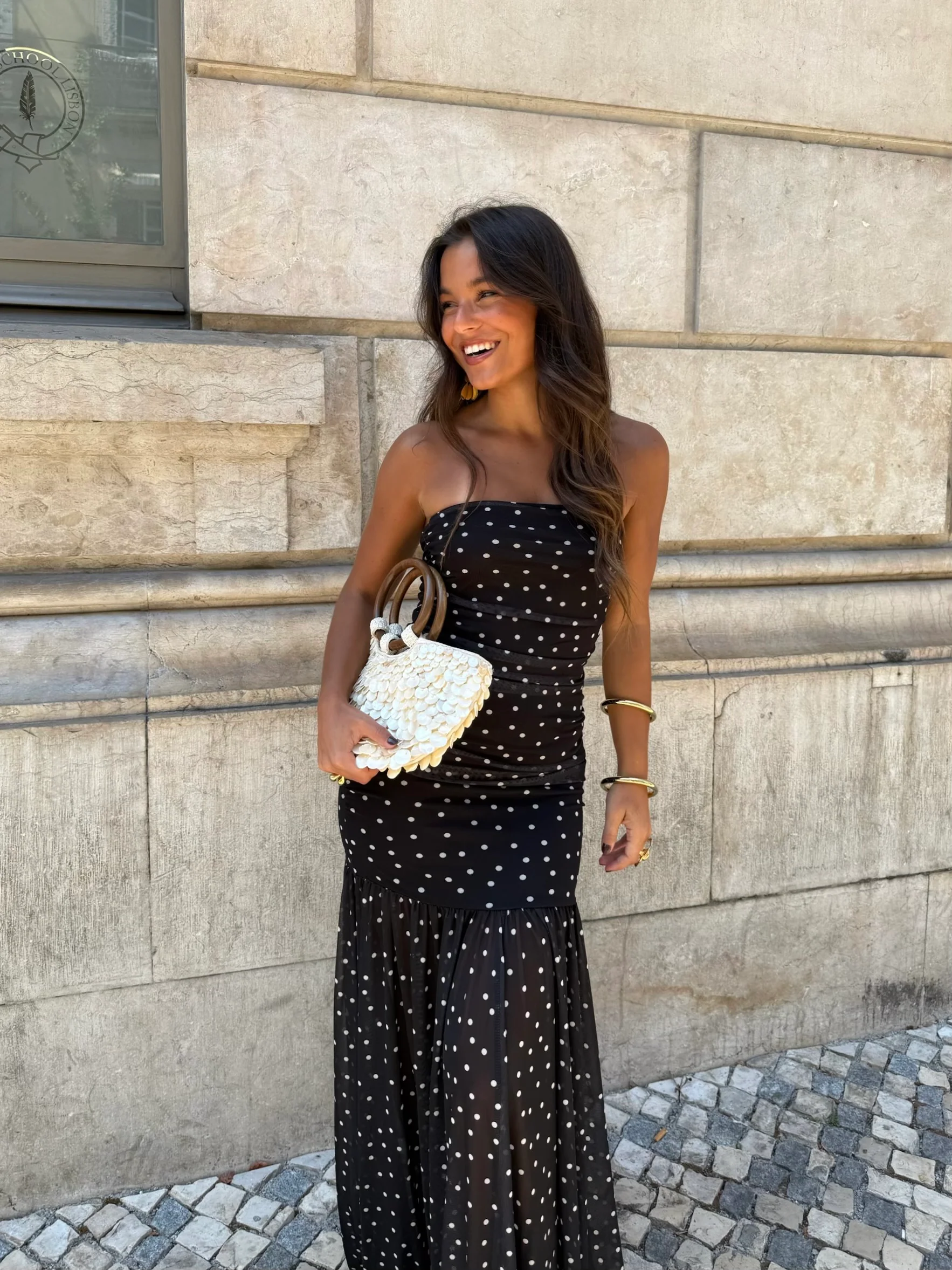Polka Dot Dress in Black - Image 5