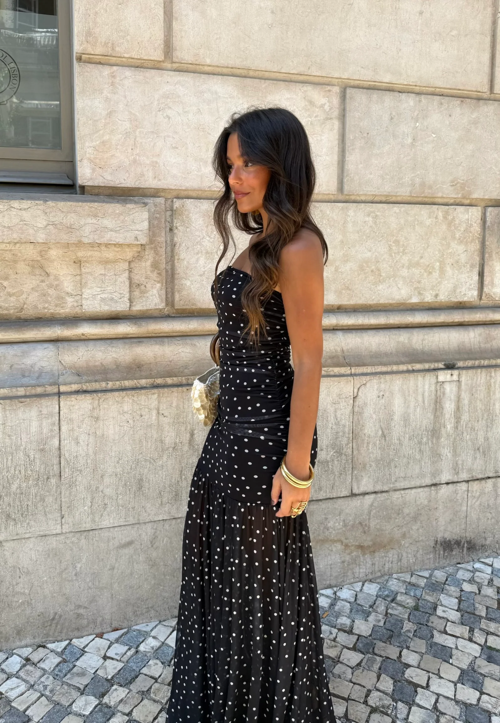 Polka Dot Dress in Black - Image 6