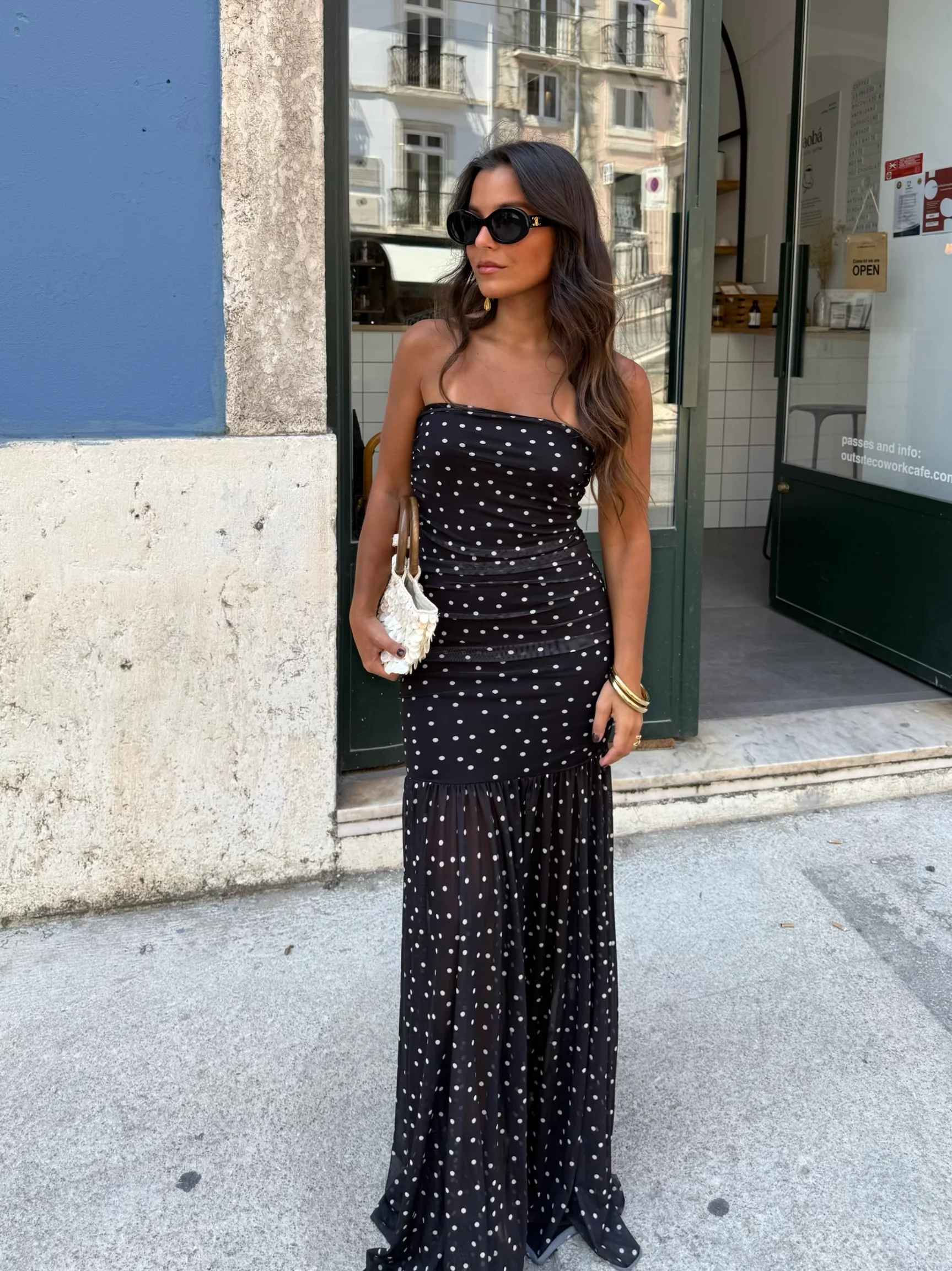 Polka Dot Dress in Black - Image 7