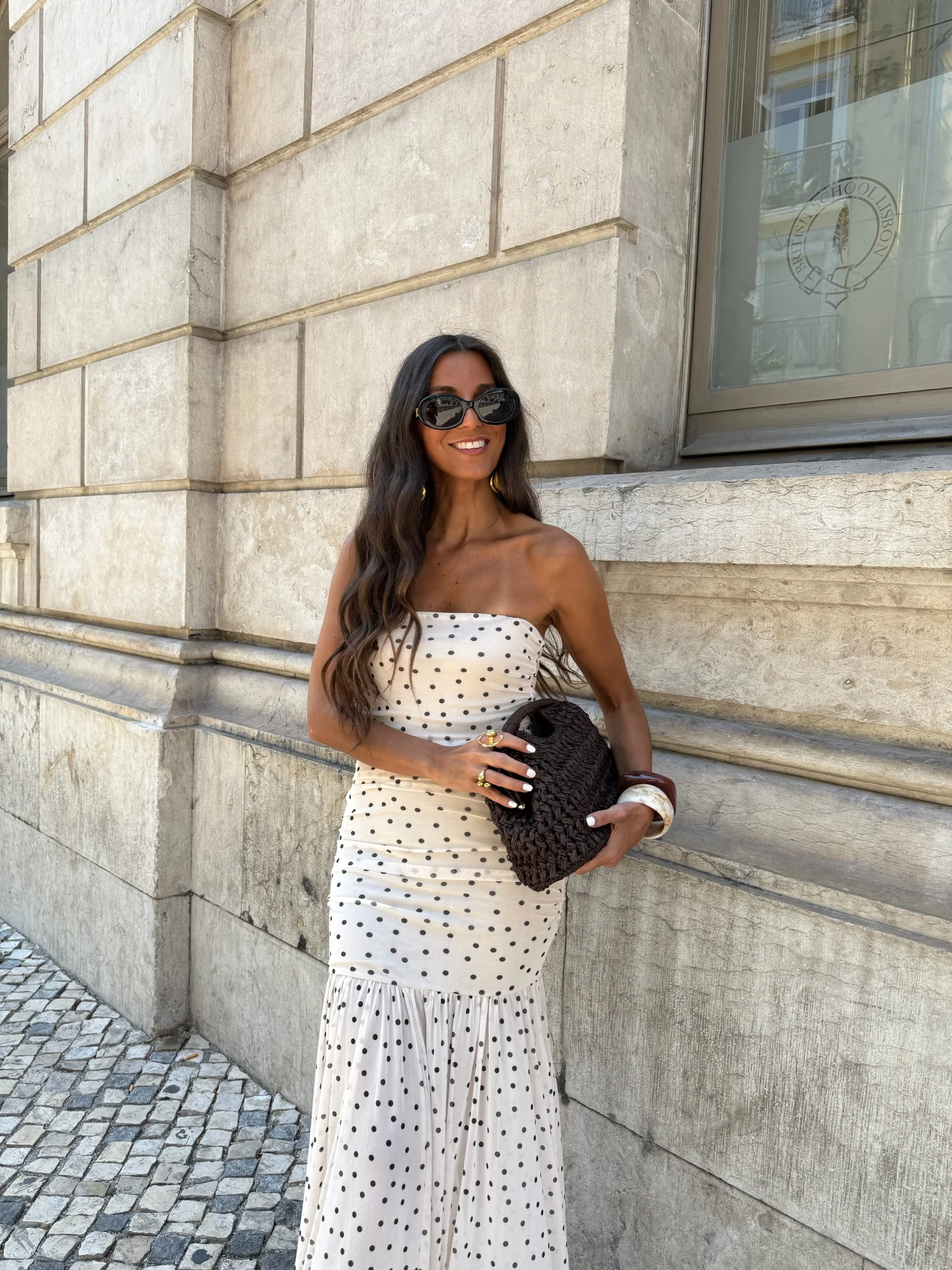 Polka Dot Dress in White - Image 3