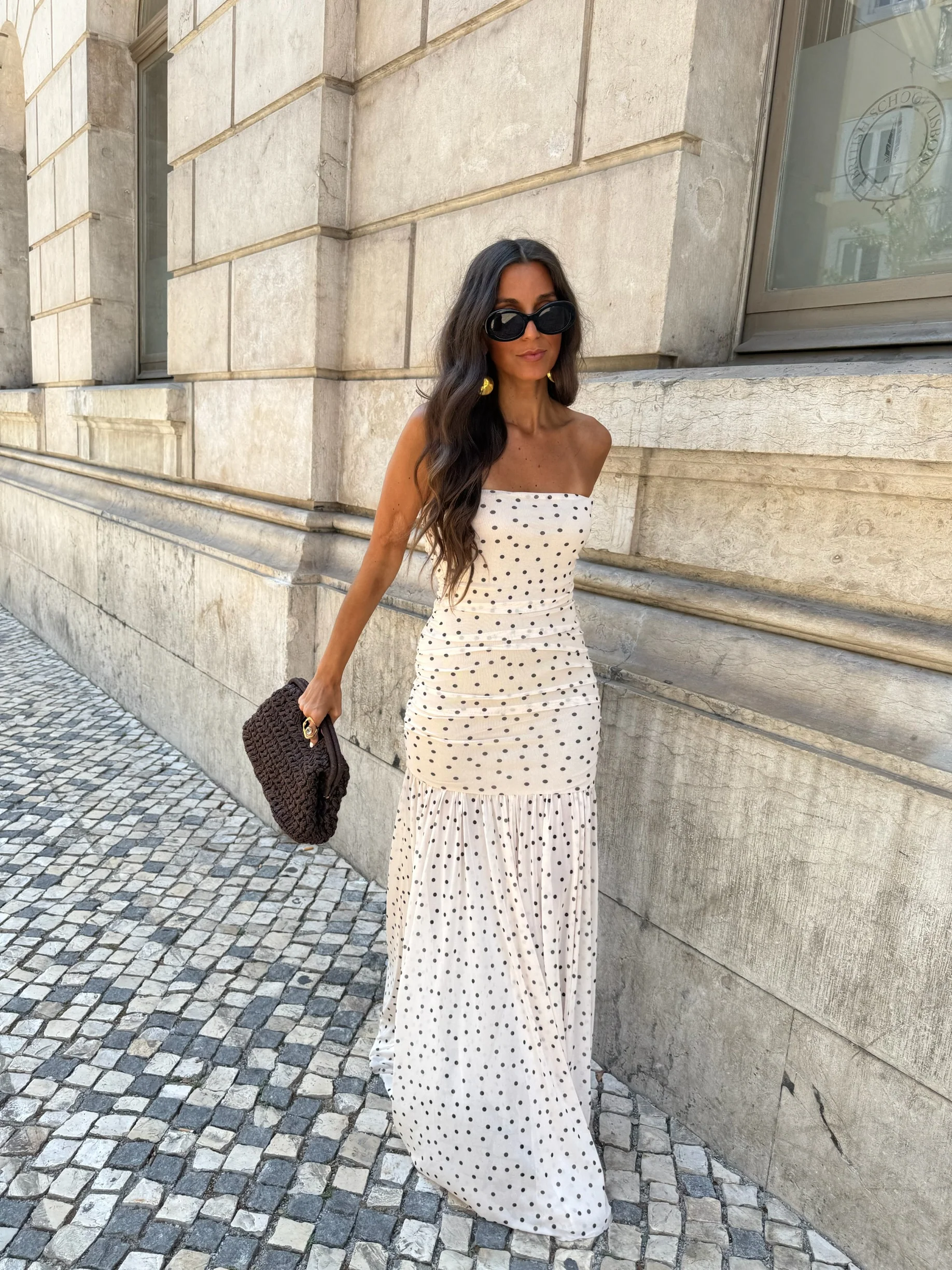 Polka Dot Dress in White - Image 5