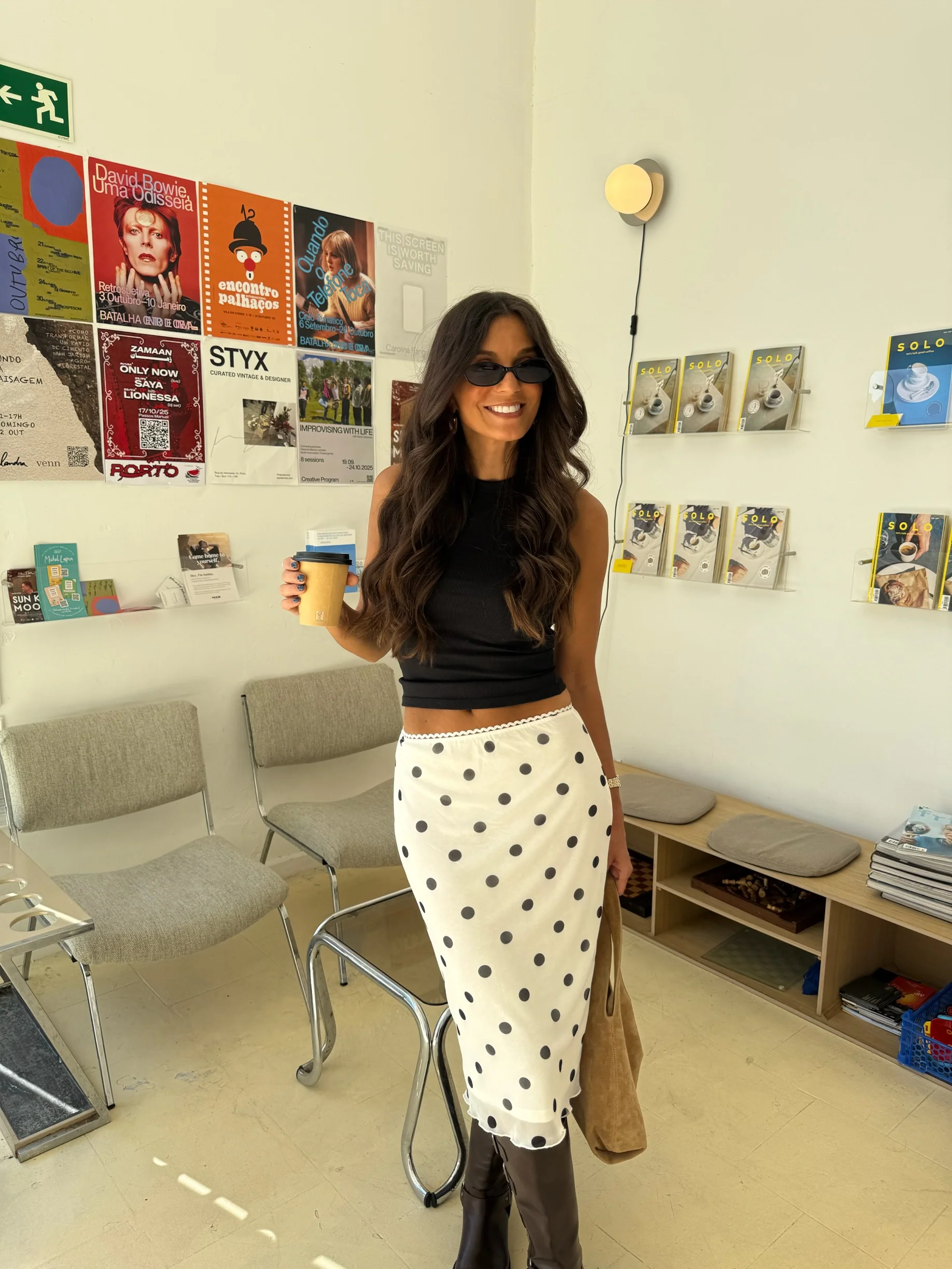 White Midi Skirt in Mesh With Polka Dot - Image 3