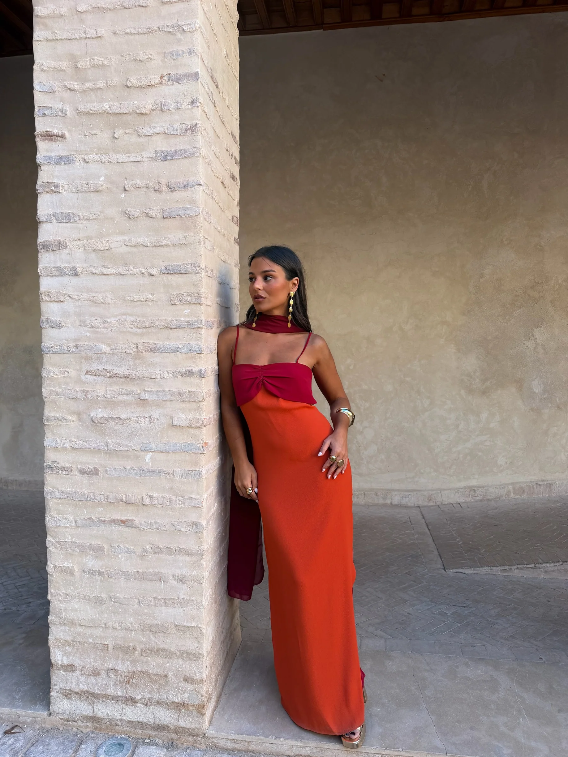 Zahara Dress in Orange and Red - Shipping/Envio 19/06 to 26/06 - Image 3