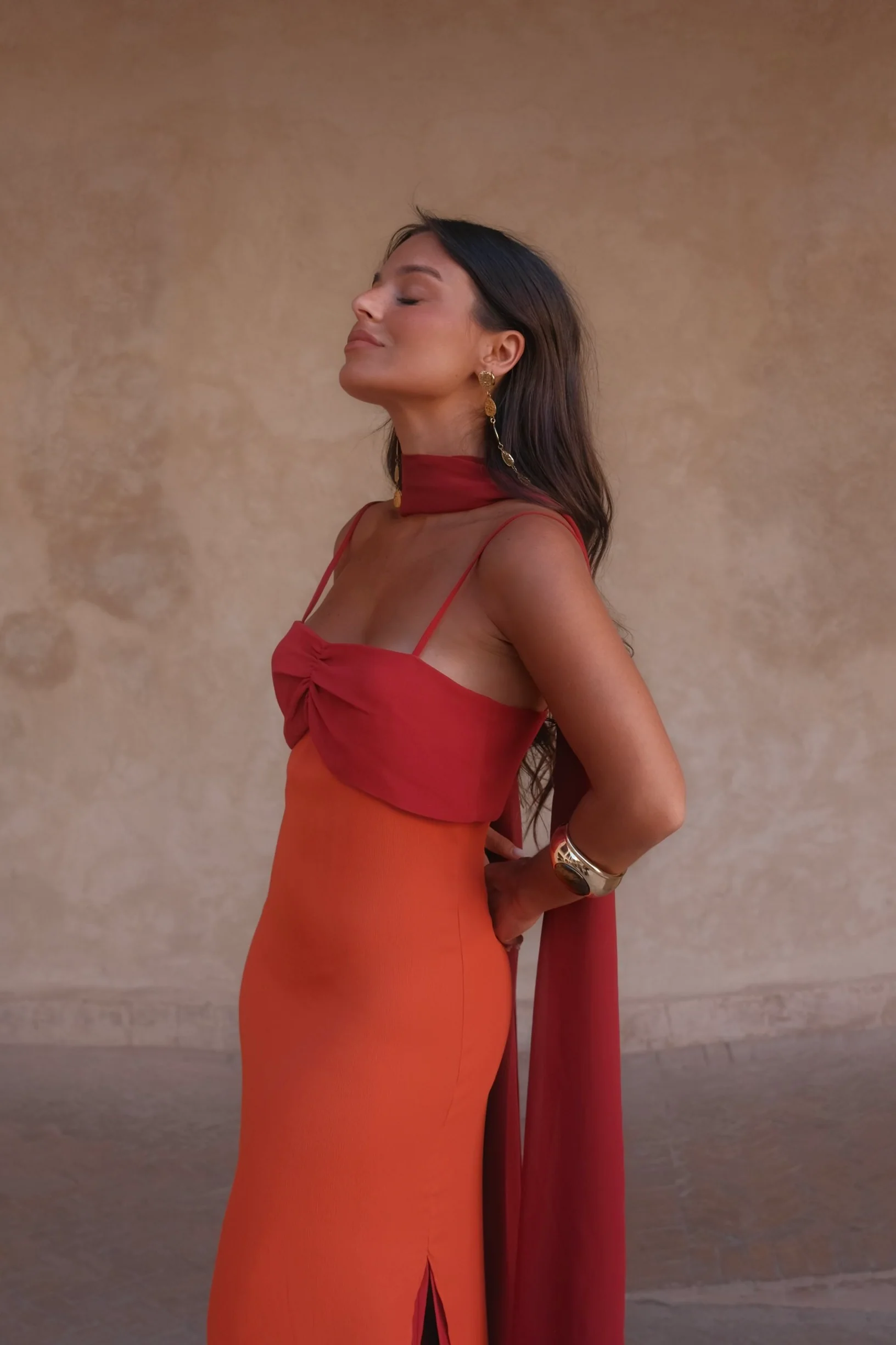 Zahara Dress in Orange and Red - Shipping/Envio 19/06 to 26/06 - Image 4