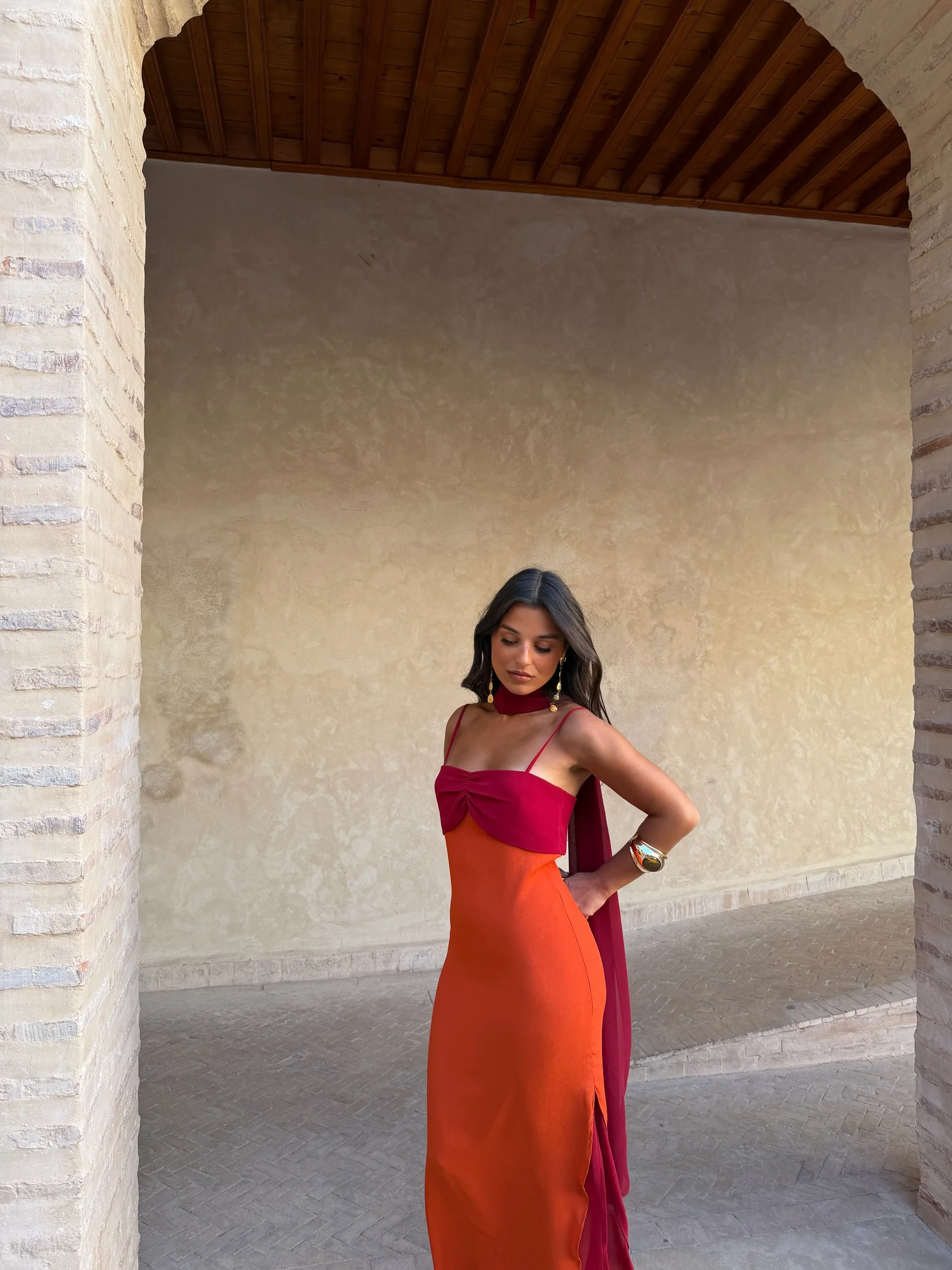 Zahara Dress in Orange and Red - Shipping/Envio 19/06 to 26/06 - Image 7