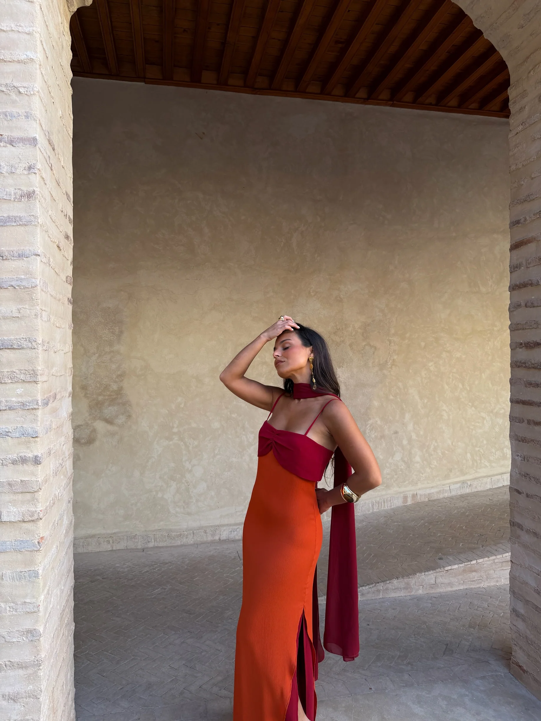 Zahara Dress in Orange and Red - Shipping/Envio 19/06 to 26/06 - Image 9