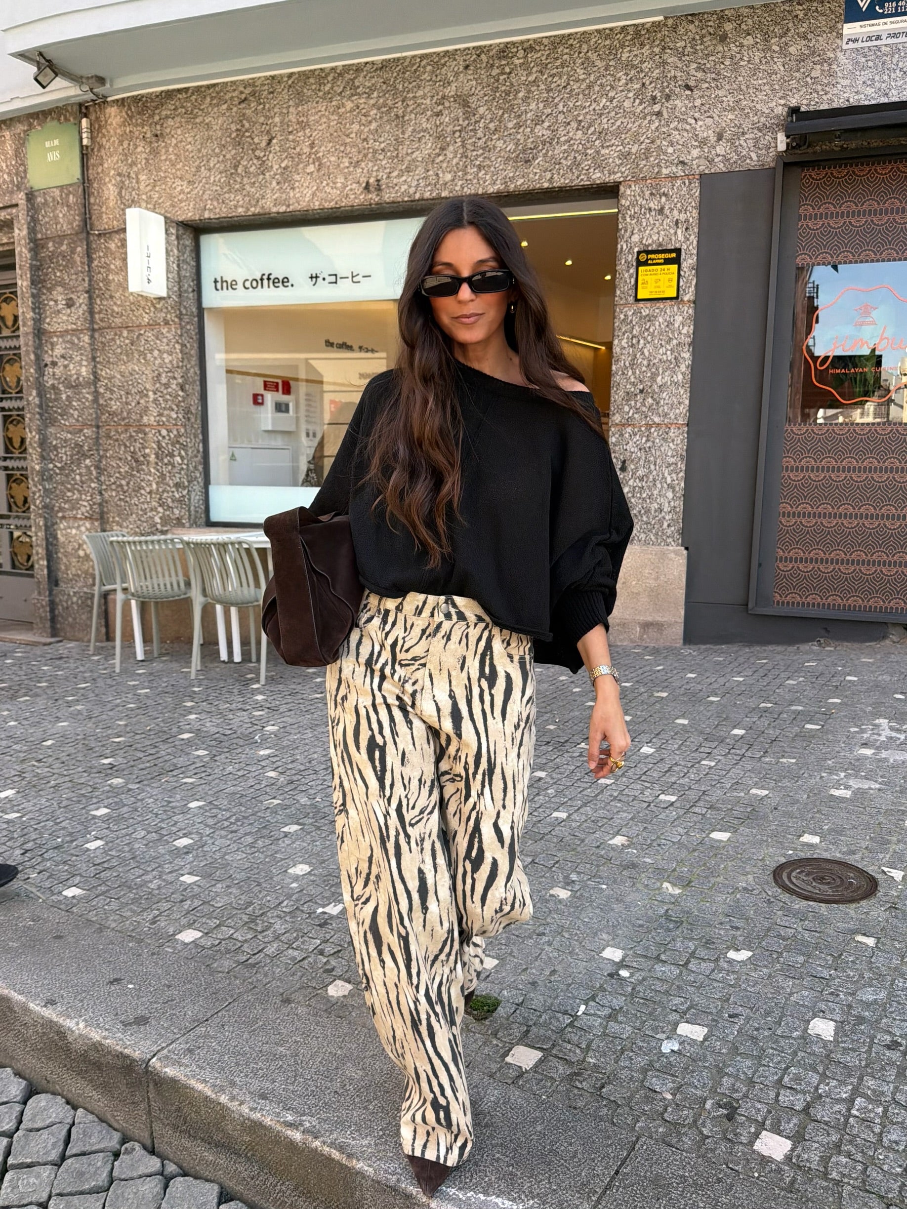 Zebra Print Wide Leg Pants - Image 4